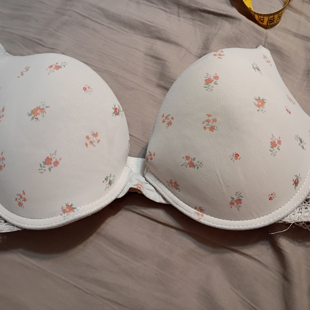 Floral Print White Bra